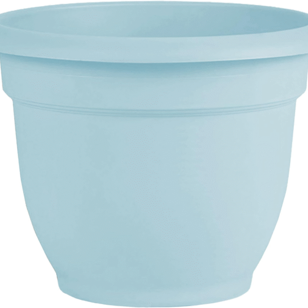 Bloem Ariana Pot Planter: 12" - Misty Blue - Durable Resin Pot, for Indoor and Outdoor Use, Gardening, Self Watering Disk Included, 3 Gallon Capacity