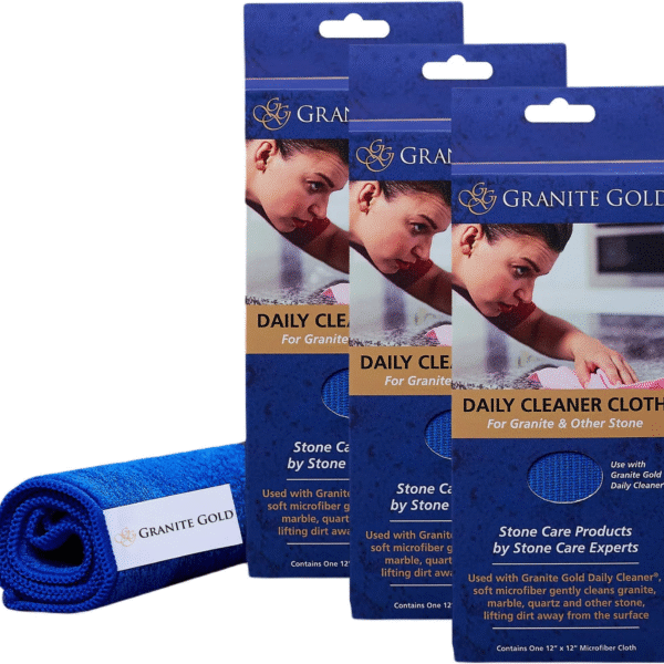 Granite Gold Daily Cleaner Cloth Streak-Free Cleaning for Granite, Marble, Travertine, Quartz, Natural Stone Countertops, and Floors, 12x12 Inch, 3-Pack