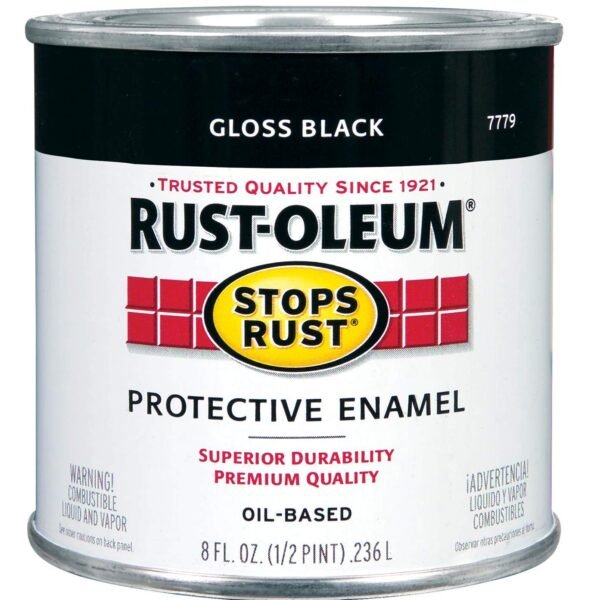 Rust-Oleum 1/2 pt Brands 7779730 Black Stops Rust Protective Enamel, Gloss