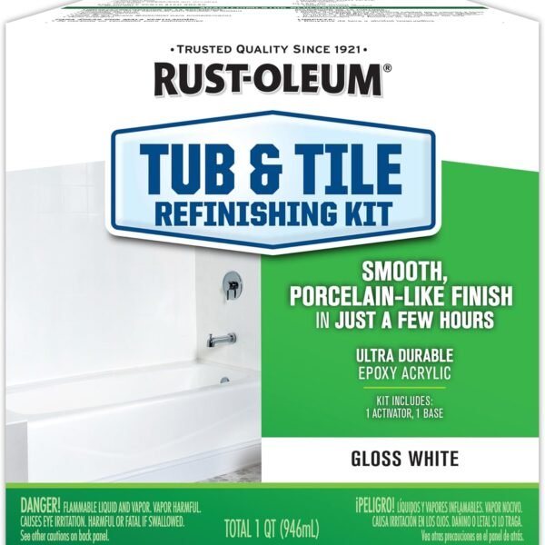 Rust-Oleum 384165 Tub And Tile Refinishing 2-Part Kit, 32 oz, Gloss White