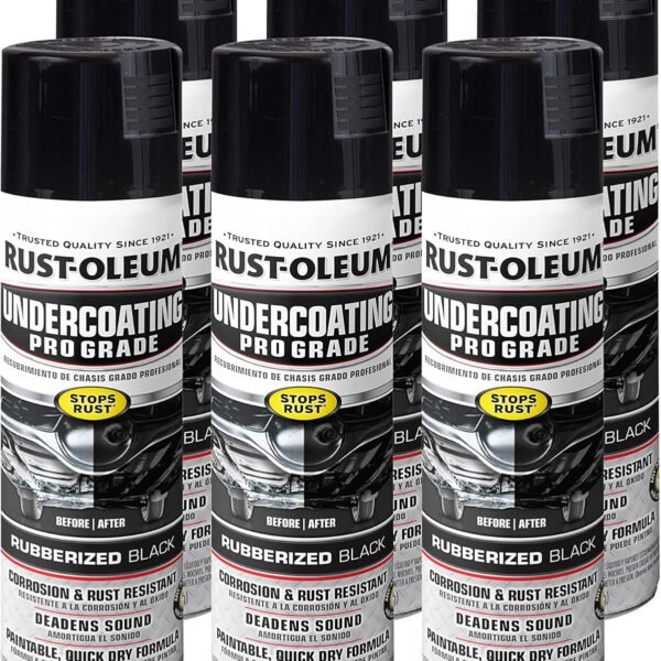 Rust-Oleum 248656-6PK Stops Rust Professional Grade Undercoating Spray Paint, 15 oz, Rubberized Black, 6 Pack